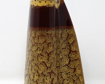 Hungarian Vintage Mid Century Glossy Mustard & Brown Organic Vase