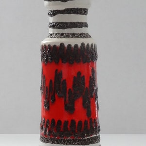 Scheurich X-Tall Vintage Mid Century Red White & Black Fat Lava West German Vase