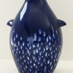 Marei Keramik Vintage Mid Century Navy Blue & White Pinguin West German Vase
