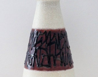 Dümler & Breiden Mid Century White and Deep Lavender Black Fat Lava Abstract West German Vase
