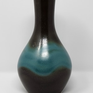 Dümler & Breiden Vintage Mid Century Brown and Aqua West German Vase