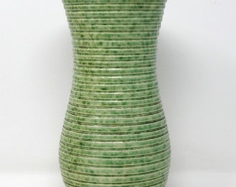 Studio Vintage Mid Century Speckled Green Incised West German Vase