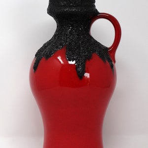 Roth Keramik XL Vintage Mid Century Red & Black Fat Lava West German Pottery