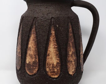 Krösselbach XL Vintage Mid Century Textured Brown & Bronze West German Vase