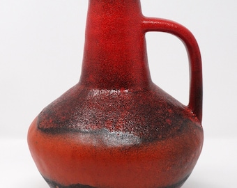 Carstens Vintage Mid Century Red Orange & Brown Black West German Vase