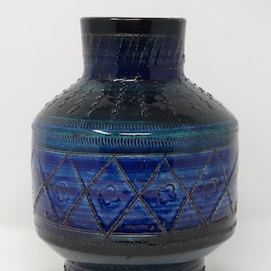 Studio Vintage Mid Century Blue Black West German UFO Vase