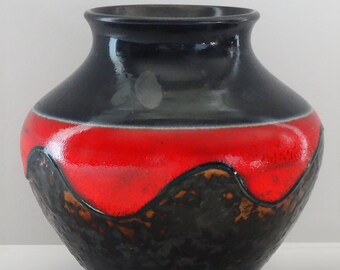 Dümler & Breiden Vintage Mid Century Black and Red West German Vase