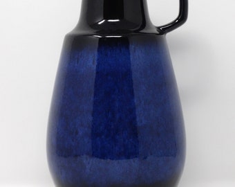 Jasba Vintage Mid Century Glossy Dark Brown & Bright Blue West German Vase