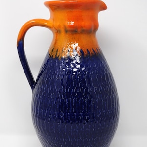 Bay Keramik Vintage Mid Century X-Tall Glossy Blue & Orange West German Vase