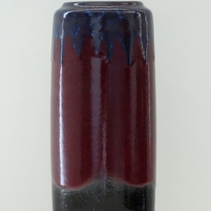 Scheurich Vintage Mid Century Blue Eggplant Purple & Black West German Cylinder Vase