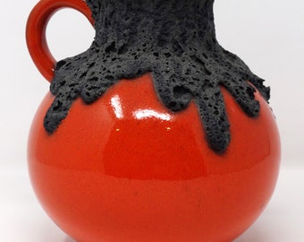 Roth Keramik Vintage Iconic Glossy Orange & BlackFat Lava West German Vase