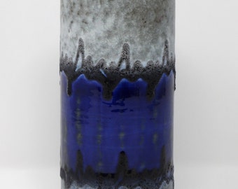 Carstens Vintage Mid Century Greyish White & Blue West German Cylinder Vase