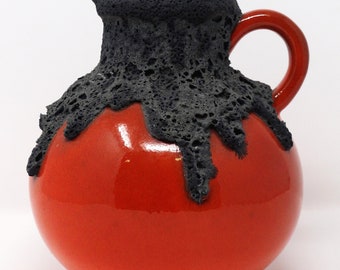Roth Keramik Vintage Iconic Glossy Orange & BlackFat Lava West German Vase