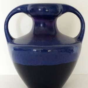 Marei Keramik Vintage Mid Century Glossy Purple & Black West German Centerpiece Vase