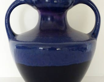 Marei Keramik Vintage Mid Century Glossy Purple & Black West German Centerpiece Vase