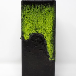 Fohr Vintage Mid Century Black & Lime Fat Lava West German Vase0