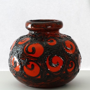 Scheurich Vintage Mid CenturyRed & Black Fat Lava West German Vase