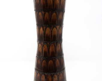 Strehla X-Tall Vintage Mid Century Glossy Cinnamon Fat Lava East German Vase