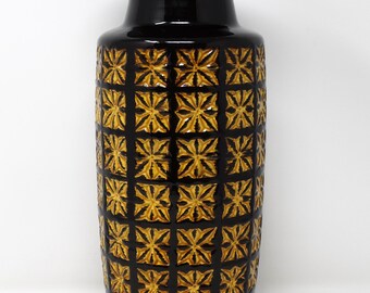 Scheurich X-Tall Vintage Mid Century Glossy Yellow & Black Prism West German Vase