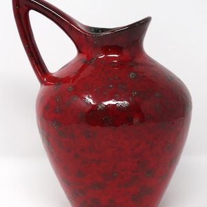 ES Keramik Vintage Mid Century Glossy Red Black/Olive Iconic West German Vase.