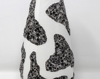 Schlosssberg Vintage Mid Century Black & White Fat Lava West German Vase