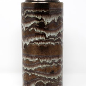 Scheurich Vintage Mid Century Metallic Brown & White West German Cylinder Vase