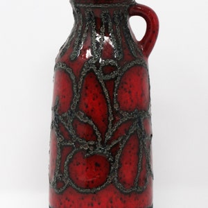 Strehla Vintage Mid Century Ruby Red & Metallic Silver East German Vase