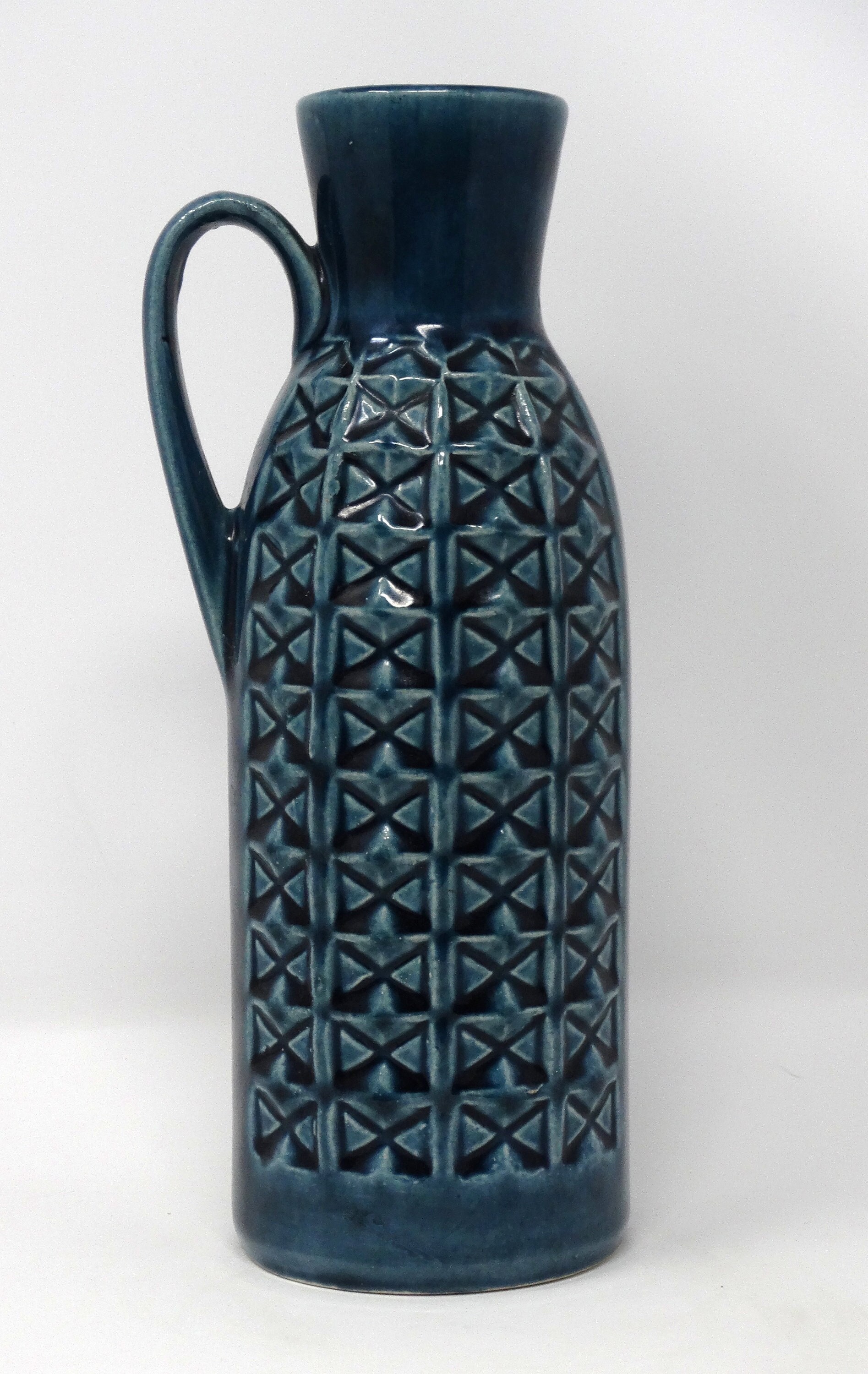 Bay Keramik  Vintage Mid Century Glossy Petrol Blue West German Vase
