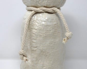 Bay Keramik Vintage Mid Century Cream Faux Burlap West German Vase