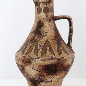 Ceramano Vintage Mid Century Brown Incised West German Vase
