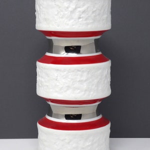 Royal KPM Mid Century Red White Silver Porcelain West German Vase