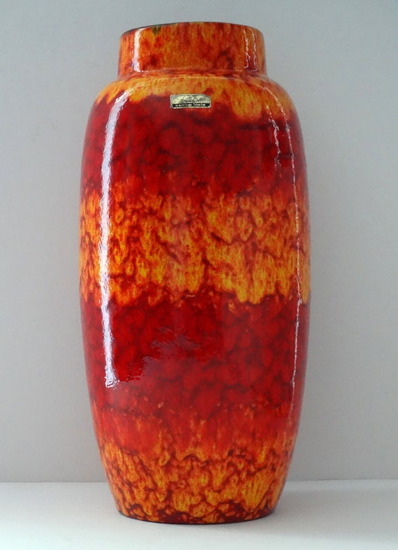 Scheurich Mid Century Xl Red Yellow Orange West German Floor Etsy