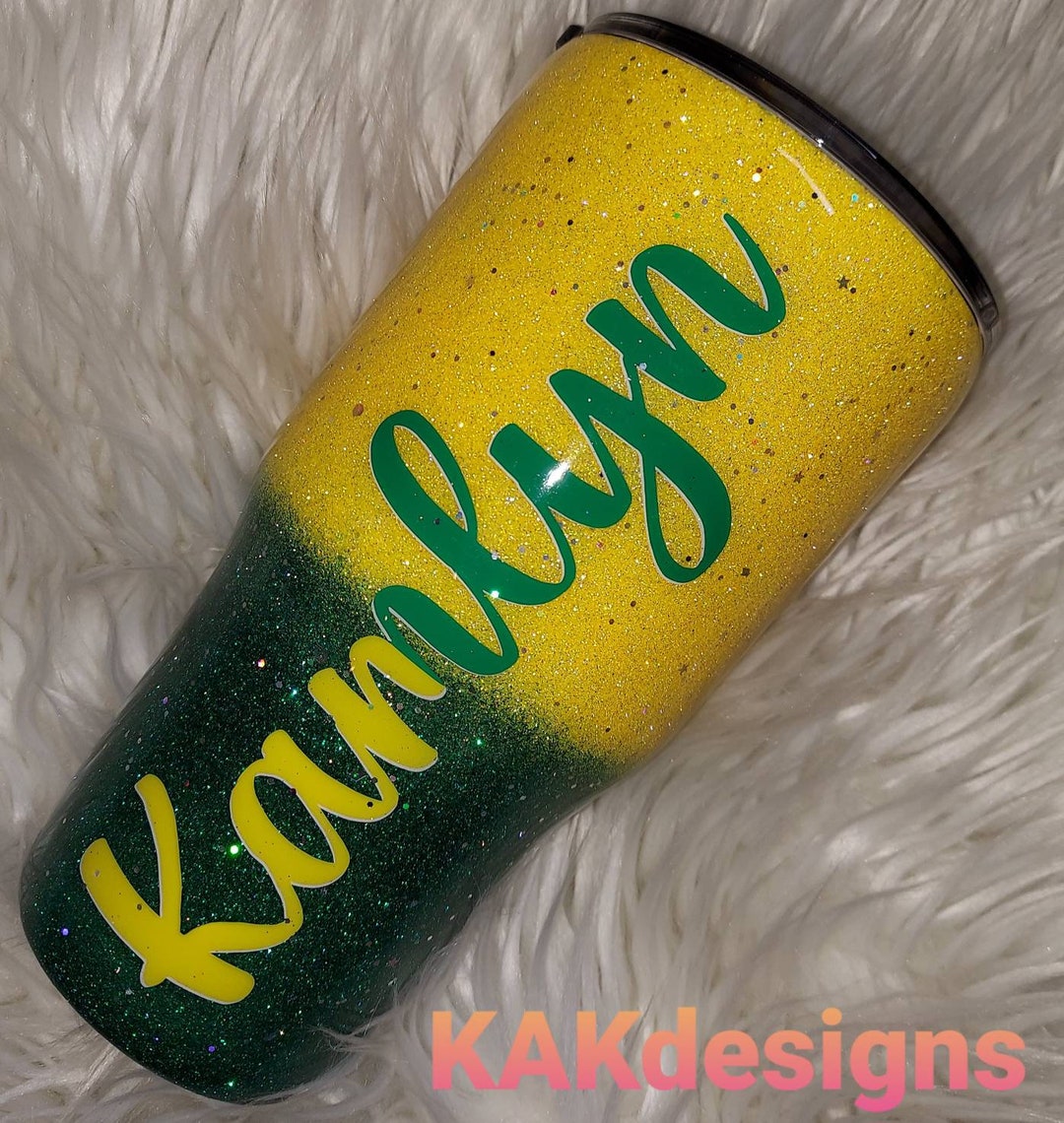 Glitter Tumbler With Football Team Colors//personalized Team Colors