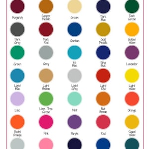 May include: A colour chart of 651 Oracal adhesive vinyl, showing 36 different colours in circles. The colours include beige, black, brilliant blue, brimstone yellow, brown, burgundy, copper metallic, cream, dark blue, dark green, dark grey, dark red, gentian, gold metallic, golden yellow, green, grey, ice blue, king blue, lavender, light blue, light brown, light grey, light red, light yellow, lilac, lime tree green, mint, nut brown, orange, pastel orange, pink, purple, red, signal yellow, silver metallic, soft pink, steel blue, traffic blue, turquoise, turquoise blue, white, and yellow green.