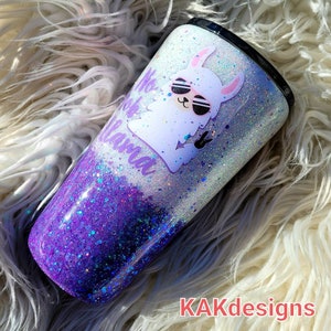 Drama Llama Glitter Tumbler: Lilac & White Ombre, Personalized 20oz Cup