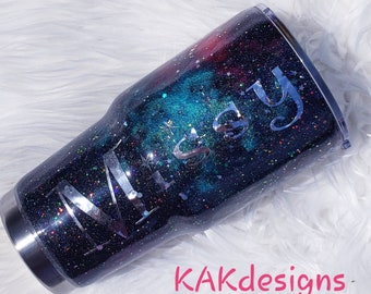 Vaso Galaxy Glitter: Taza de acero inoxidable personalizada