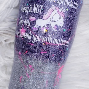 Glitter Yeti, błyszczący, wściekły kubek z jednorożcem// zabawny kubek dla DOROSŁYCH jednorożców// czarny, kubek z tęczowym ombre// dostępne opcje niestandardowe
