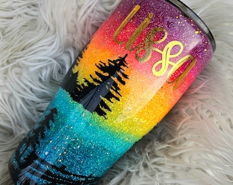 Sunset Lake Tumbler with Name//Glittery Lake Tumbler//Life is better at the Lake//Personalized Sunset Tumblers -add a name/quote/image/etc