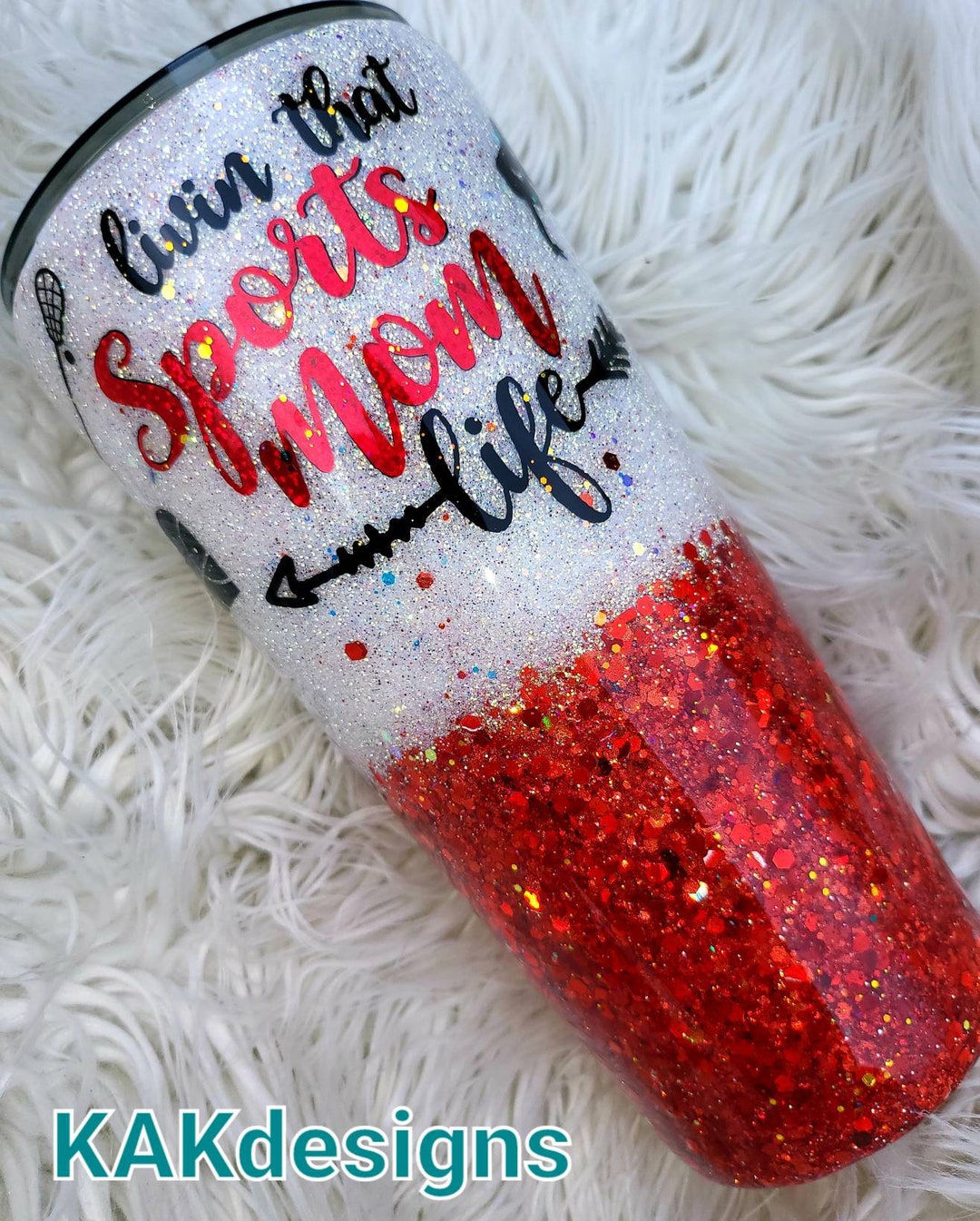 Sports Mom Tumbler// Momlife Red & White Ombre//design Your Etsy