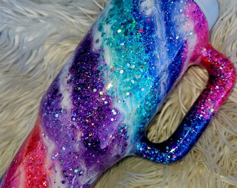 Pinks, Blues, Purples Marbled Glitter Tumbler//marbled Glitter