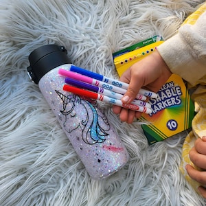 Glow in the Dark Unicorn Tumbler: Customizable Coloring Page, Kids&#39; Gift