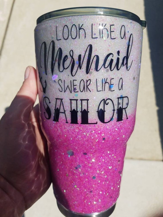 Glitter Yeti//glow in the Dark Tumblers, With Mermaid-sailor Quote
