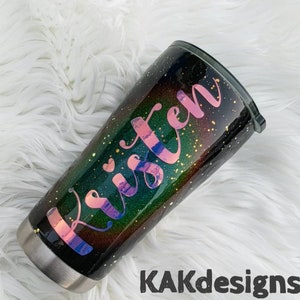 Mood Ring effect Tumbler/Custom Tumblers/Fully coated Mood Ring Effect glitter dipped Tumbler/Liquid Crystal Tumbler/PERSONALIZED Tumbler