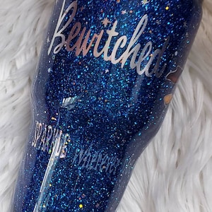 Witch Tumbler//Blue Glitter Dipped TV Fandom tumbler//Leave a little sparkle wherever you go//Custom Glitter Yetis