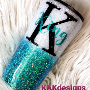 Teal Holographic Glitter Tumbler: Personalized Stainless Steel Cup