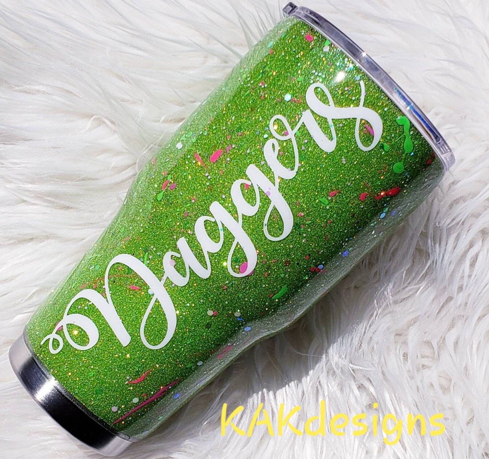 Glittery Confetti Tumbler With Monogram & Name/holographic Etsy