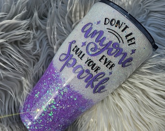 Don't Let Anyone Dull Your Sparkle Glittery Tumbler//Lavendar Glitter Ombre Mug//Personalized Glitter Tumblers//Choose Your Own Colors