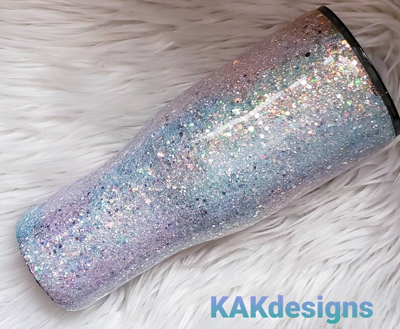 Rainbow Pastel Glitter Dipped Tumbler// Unicorn Opal Pastel Etsy