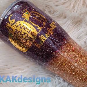 Leopard Pumpkin Glitter Tumbler: Wine & Gold Ombre, Personalized Fall Cup (30oz)