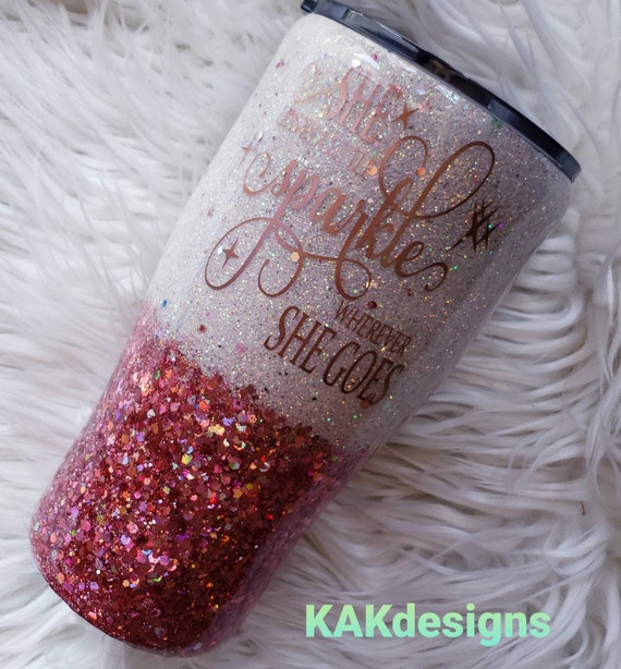 Rose Gold Tumbler/ She Leaves a Little Sparkle Wherever She 